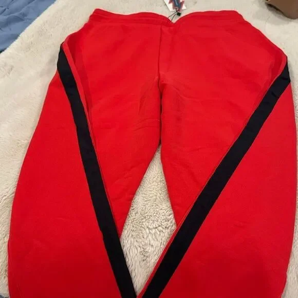 Tommy Hilfiger and Gigi Hadid Collab red heavyweight sweatpants with black side